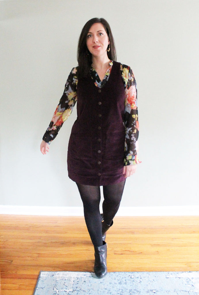 Corduroy Pinafore for Fall: A Hana Dress Pattern Hack!