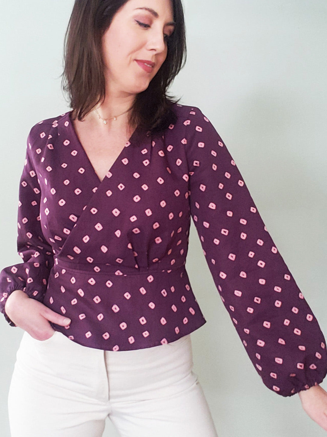 Romy Wrap Top BISHOP SLEEVE Expansion Pack - PDF SEWING PATTERN – Pattern Scout Studio romy-wrap-top-bishop-sleeve-expansion-pack-pdf-sewing-pattern-pattern-scout-studio