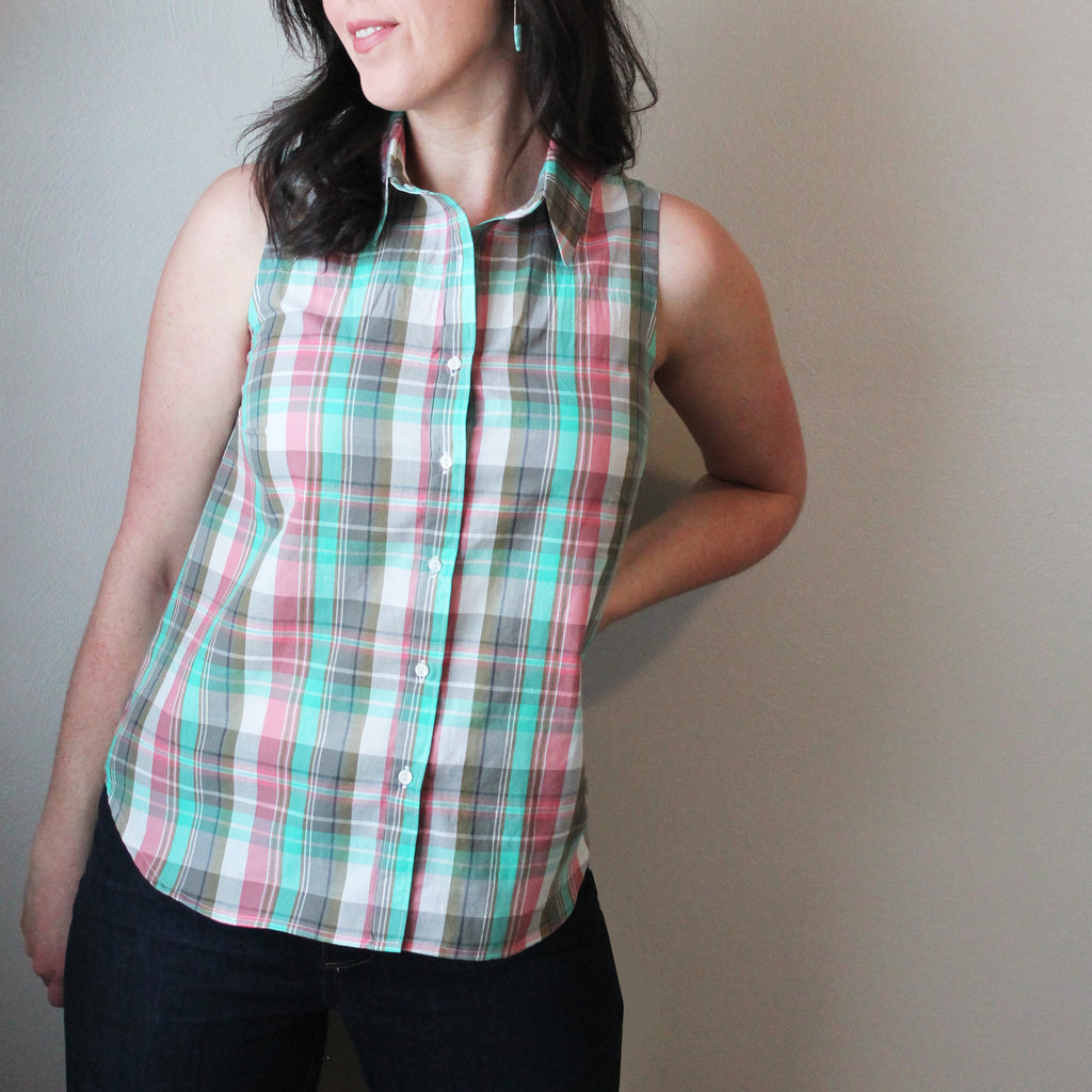 Pattern Hack: A sleeveless Byrdie Button-up