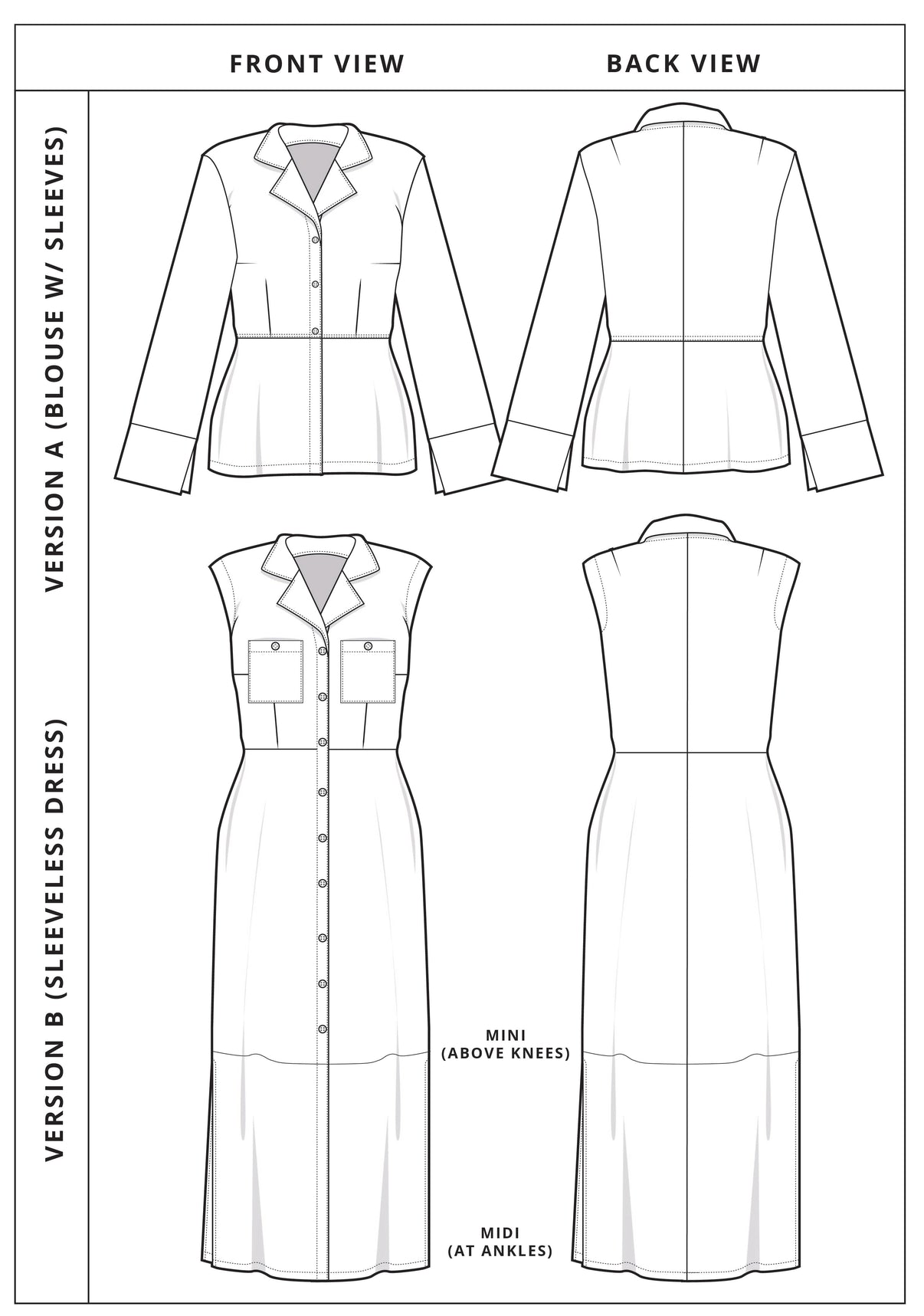 Vivi Blouse + Dress - PDF SEWING PATTERN – Pattern Scout Studio