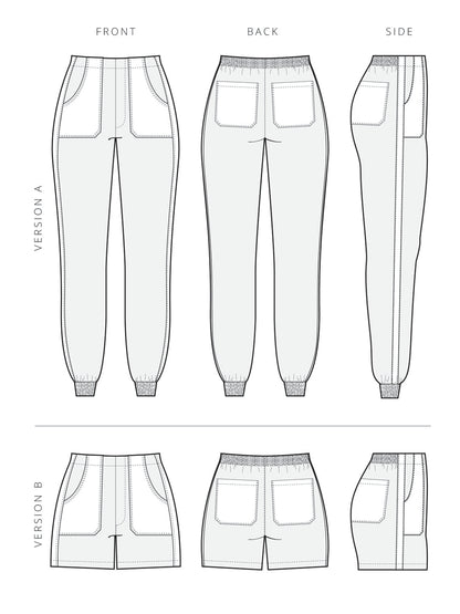 Nellie Joggers + Shorts - PDF SEWING PATTERN